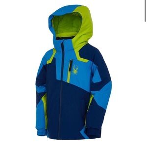 Spyder Youth leader jacket ski coat winter blue and green size 5 boys EUC